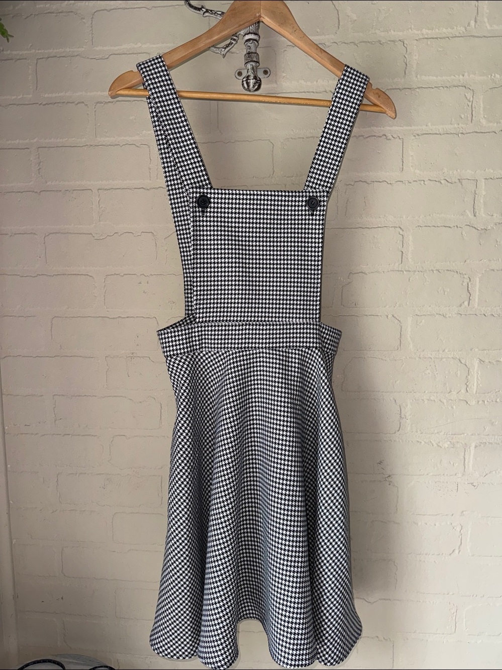 Hell Bunny houndstooth pinafore dress new
